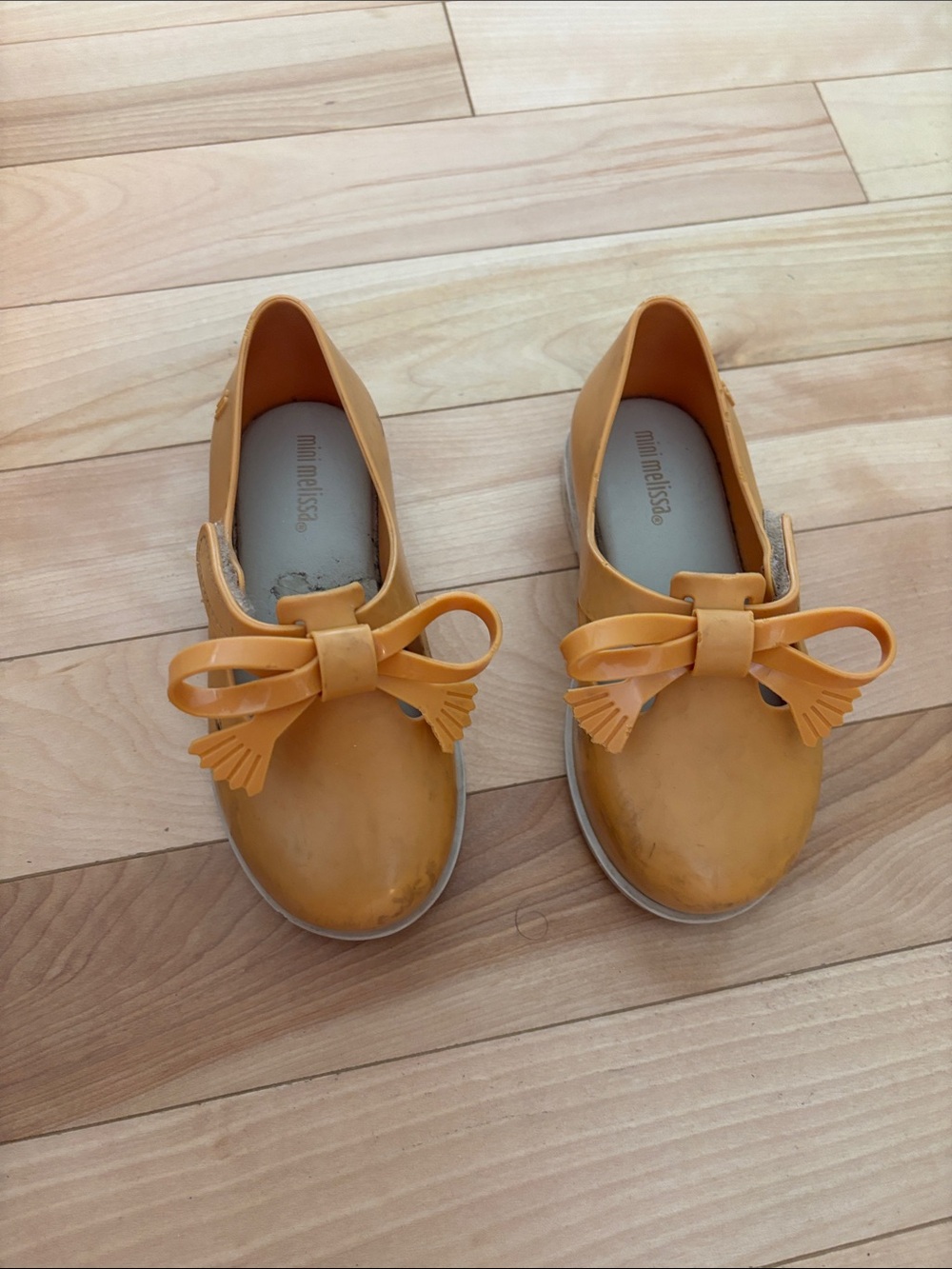 Mini Melissa Girls Mustard Bow Jelly Loafers